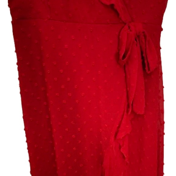 Monteau Pin Dot Ruffle Red Dress - Picture 4 of 4